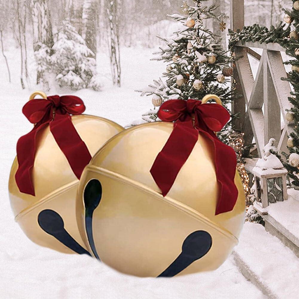 2PCS Inflatable Christmas Ball 23.6IN Giant Jingle Bell Inflatable Ball Fun Christmas Inflatable Yard Decor Xmas Balloon Pendant Outdoor Ornament for Garden Yard Patio Christmas Holiday Decor
