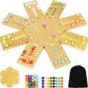 Marble Board Game,Wooden Board Game for 6-8 Players,Portable Design Marble Game with 32 Marbles 16 Dice, Family Game Night Gift for Kids & Adults, 8 inches x 12 inches x 0.1 inches