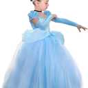 ToLaFio Princess Costume for Girls Halloween Fancy Party Dress Princess Dress Up Clothes for Little Girl (2-3Years, Cinderella)