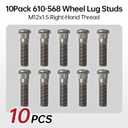 10 Pack 610-568 Wheel Lug Studs- M12x1.5 Compatible with Hyundai Elantra Accent Sonata Tucson, Kia Optima Soul Replaces 51752-07000 0K99333062A