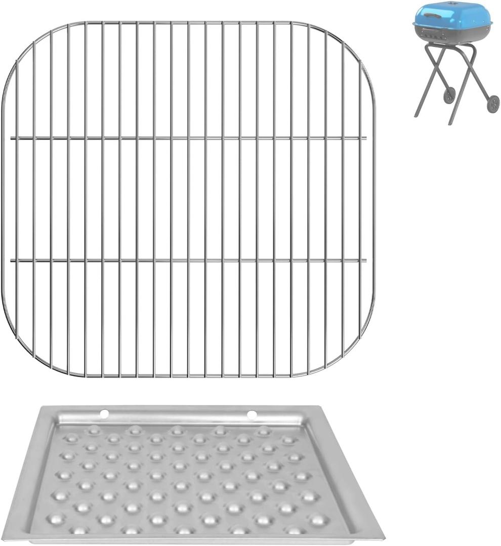 Replacement Parts for Americana 3000-4000 Series Charcoal Grill Walk-A-Bout, Swinger, Sizzler and Traveler Series Grill Parts, Cooking Grate and 1040.8.001 Ash Pan
