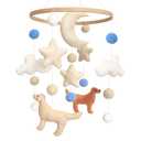 Dog Baby Mobile, Mobile for Crib, Crib Mobile for Boys and Girls, Nursery Mobile for Bassinet, Pack and Play, Dog, Moon, Cloud, Star, Blue Felt Ball ( BROKEN BUT FIXABLE)