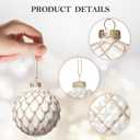 DN DECONATION Christmas Ball Ornaments Set of 12  3.14 White & Gold Vintage Glass Ornaments with 3D Surface, Elegant Glass Christmas Decorations for Tree, Holiday Winter Dcor & Parties