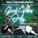 Good Vibes Only Neon Sign for Wall Decor 21.6" x 14.1" Large Cool White LED Fun Vibe Lights for Party, Bedroom, Bar, Wedding Decoration - Best Gifts for Birthday, Christmas