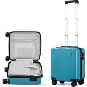 Hanke 16 Inch Underseat Carry On Luggage, Airline-Approved Hard Shell Small Suitcase with Spinner Wheels, Lightweight Tsa Lock Travel Luggage for Short Trips(Caribbean Blue)