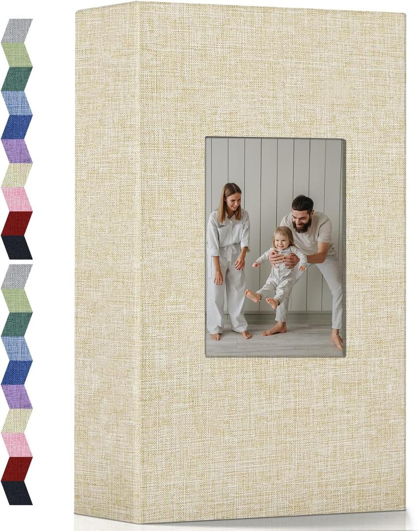Popotop Photo Album 4x6-300 Photos Linen Cover Photo Books with 300 Horizontal Pockets,Slip-in Picture Albums for Family Wedding Anniversary Baby Vacation Pictures
