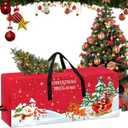 7.5 Ft Christmas Tree Storage Bag, 600D Oxford Waterproof with Reinforced Handles, Double Zipper Wide Opening, Extra-Large Foldable Dust-Proof Bag for Christmas Trees and Decorations (Red)