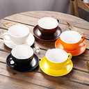 Coffeezone Double Espresso Coffee Cup and Saucer, Small Cappuccino and Speciality Coffee, New Bone China for Coffee Shop and Barista (Matte Brown, 5 oz)