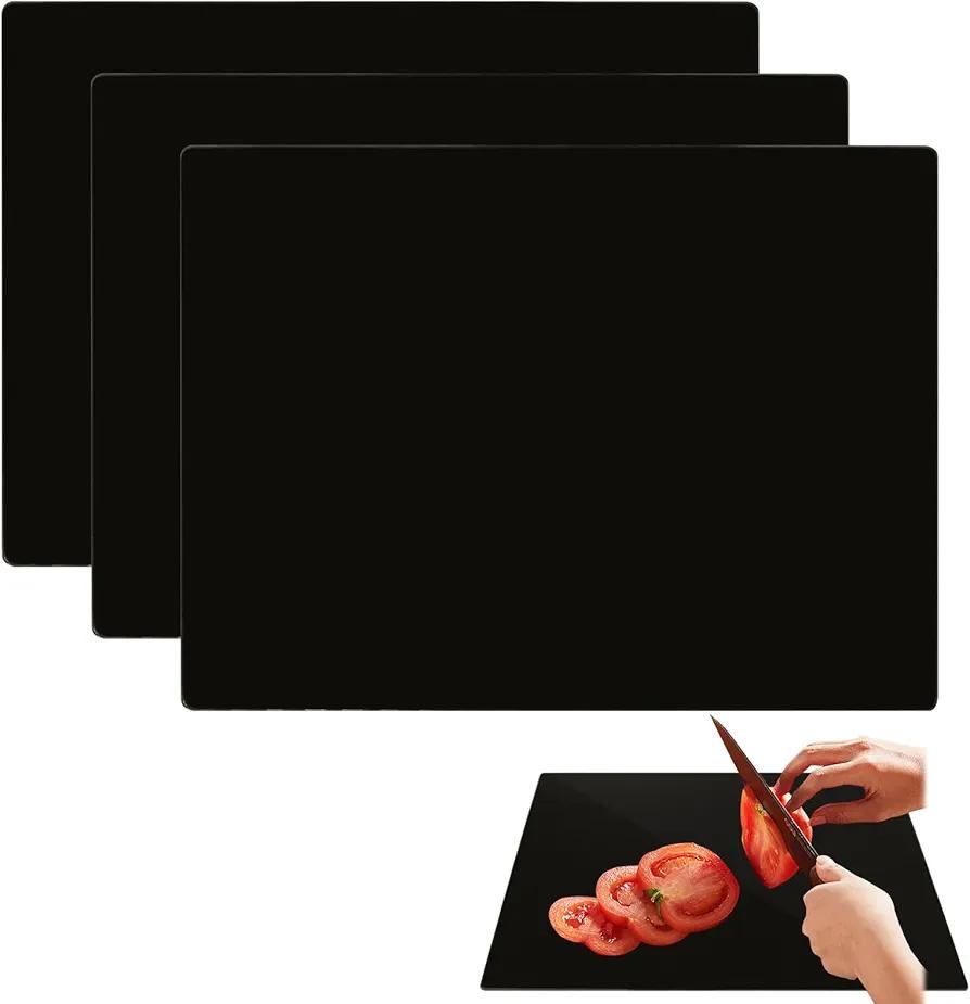 LANIAKEA 3Pcs Tempered Glass Cutting Board for Countertop Black Cutting Boards for Kitchen 12x16inch Glass Chopping Boards for Oil Painting Restaurants Kitchen Tray LANIAKEA 3Pcs Tempered Glass Cutting Board for Countertop Black Cutting Boards for Kitchen 12x16inch Glass Chopping Boards for Oil Painting Restaurants Kitchen Tray