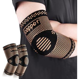 Copper Elbow Sleeve,Elbow Compression Sleeve, Elbow Brace For Tendonitis and Tennis Elbow,Golfers, Arthritis, Bursitis. Elbow Pain Relief,Weightlifting, Fit for Men & Women (Large, Gold&Black)