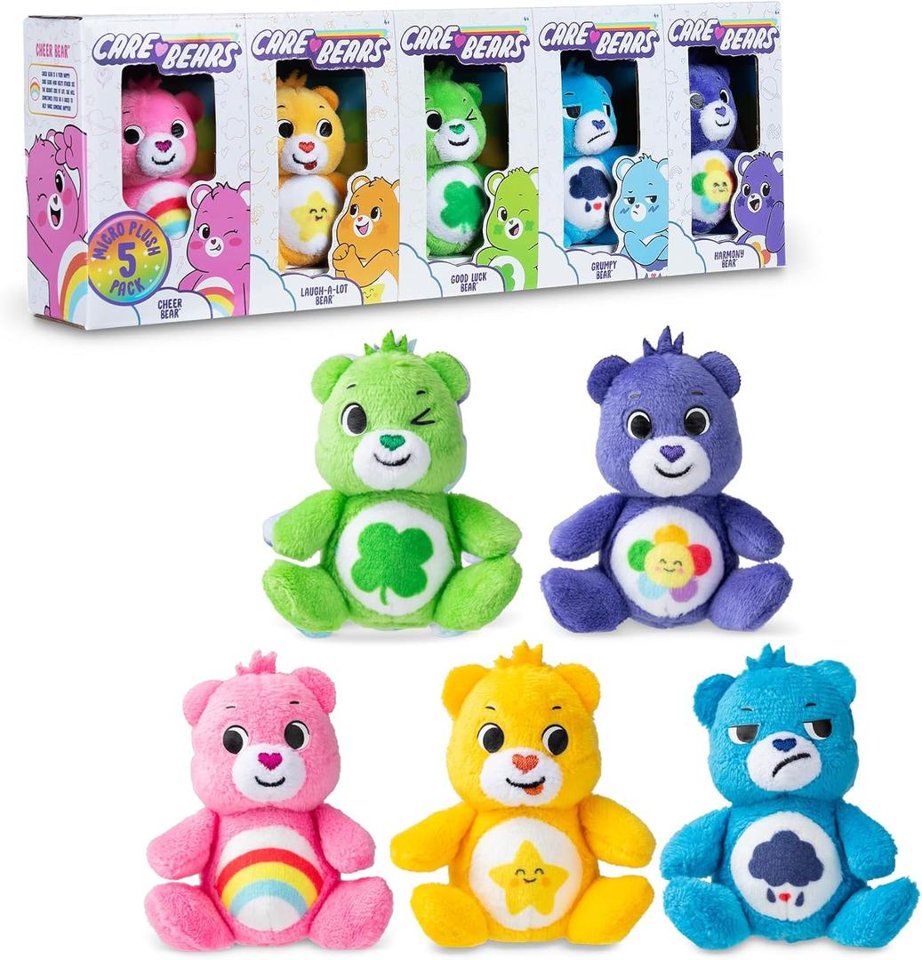 Micro Teenies - Care Bears 3" Micro Plush 5-Pack Treasure Box - Cheer, Laugh A-Lot, Good Luck, Grumpy and Harmony Bear