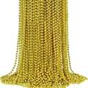 YAXINRUI 72 PCS Gold Bead Necklaces, Christmas Bead Necklaces, Gold Mardi Gras Beads, 33 Inch Round Beaded Necklaces for Mardi Gras Party Christmas New Year Eve Festive Events, Party Favors