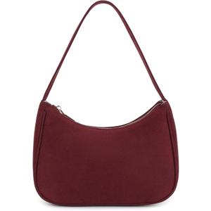 CYHTWSDJ Shoulder Bags for Women, Cute Hobo Tote Handbag Mini Clutch Purse with Zipper Closure (Large, Suede-cherry)