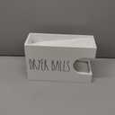 Dryer Ball Holder for Laundry Room, Dryer Balls Container Wall Mount, Wood Dryer Balls Storage Organizer, Wool Dryer Ball Dispenser Basket (White)