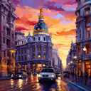 Tucocoo Metropolis Building in Spain DIY Paint by Numbers for Adults Famous Sight Landscape Abstract DIY Oil Painting Acrylic Paint Art Graffiti Painting Kit Canvas 16x20 Inch Without Frame  (Spain Scenery 05)