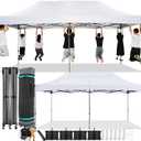 COBIZI 10x20 Pop Up Canopy Without Sidewall,Heavy Duty Canopy UPF 50+ All Season Wind Waterproof Commercial Outdoor Wedding Party Tents for Parties Canopy Gazebo with Roller Bag(10 x 20 ft White)
