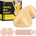 DesirTop Double Sided Sticky Bra Push Up, Invisible Bra Pad Inserts for Large Breasts, Adhesive Bra for Bikini Swimsuit (Beige, Large)