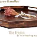 20 Inches Extra Large Octagonal Black Walnut Wood Ottoman Tray with Handles, Serve Tea, Coffee Classic Wooden Decorative Serving Tray