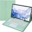 Keyboard Case for Galaxy Tab S10 Lite/ S10 FE/ S9 FE 10.9 Inch/Tab S9 11 Inch with S Pen Holder, Detachable Wireless Touchpad Keyboard (Mint Green)