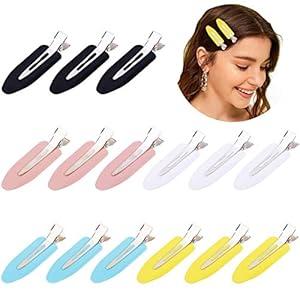 GLAMFIELDS 12 pcs Black Alligator Hair Clips for Women Styling Sectioning Salon, Professional Durable Non-slip Plastic Grip Clip for Hair Cutting Wide Teeth & Double-Hinged Design