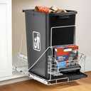 Cabinet Pull Out Kit With Removable Front Basket for Garbage Bag Storage, Under Sink Trash Can Slide for 7-11 Gallon/28-44 Qt Kitchen Garbage Cans (Not Include Trash Can)