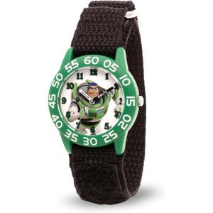 Disney Pixar Toy Story Watch for Boys Ages 37 Featuring Buzz Lightyear Dial Great Gift for Kids Who Love Toy Story Toys and Space Adventures Green Bezel and Black Fabric Strap with Velcro : Clothing, Shoes & Jewelry