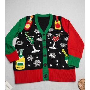 Tipsy Elves Women's Gaudy Garland Cardigan - Tacky Christmas Sweater with Ornaments Small