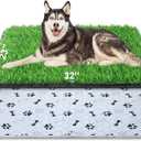 Dog Grass Mat with Pee Pad 3223", Medium Dog Litter Box Indoor Artificial Turf Grass Porch Waterproof Patio Potty Tray for Doggie Reusable Washable Pads and Lawn for Replacement for Puppy Training