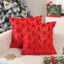 Christmas Pillow Covers 18x18 inch Set of 2,Christmas Pillows Tree Red Faux Fur Throw Pillow Covers,Winter Holiday Farmhouse Cushion Case Decoration for Sofa Couch