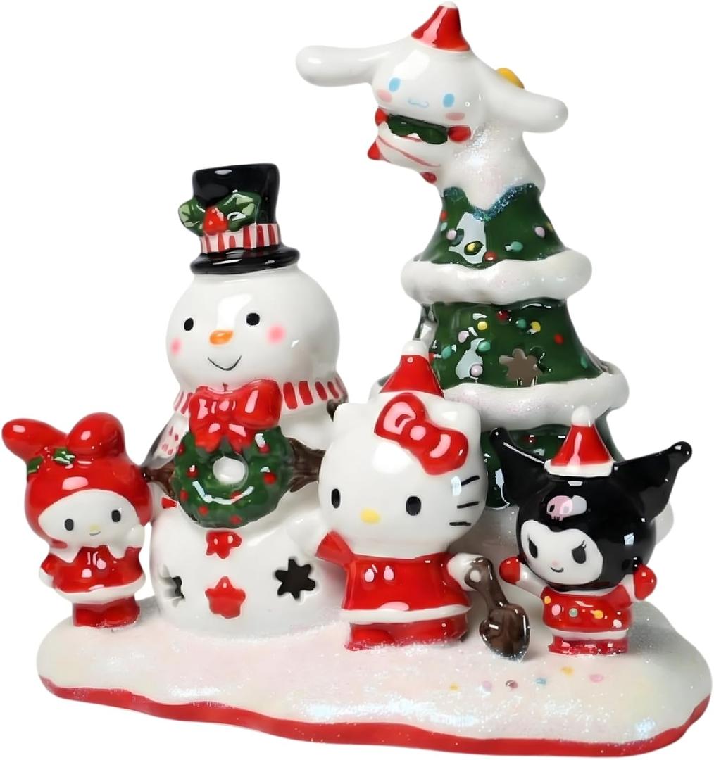 Let It Snow Hello Kitty and Friends Tealite Candle House, 7.5" L x 6" W x 7.65" H Created by Blue Sky Clayworks