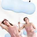 SPRING SEAON Lumbar Support Pillow for Bed Sleeping - Lower Back Hip Pain Relief Lumbar Support Pillow Herniated Disc Relief Products Ergonomic Design of Cool Fabric Memory Foam Cushion (Blue)