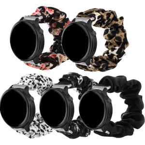 Simpeak 6.8-8.6" Scrunchie Bands Compatible with Garmin Vivoactive 6/Vivoactive 5/3/Forerunner 55/165/245/645/Venu Sq 2/Venu 2 Plus Smartwatch, 20mm Watch Bands Quick Release Stretchy Strap for Women