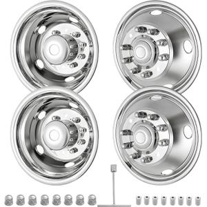 19.5" 10 Lug 5 Holes,Wheel Simulators,Stainless Steel,Hubcap with Bolt Kit Fit for Ford Raptor, 2005-2021 Ford F450/F550,Raptor 2WD Trunk Dually Wheel Cover Set (304 Stainless Steel)