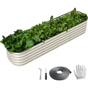 821.5 ft Galvanized 0.7mm Thickness Steel Raised Garden Bed, Modular Planter for Gardening, Vegetables Bed, Flowers Bed,17" Tall Metal Raised Garden Beds Outdoor-Pearl White.