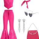 Girls Cowgirl Doll Costume for Kids, Rose cowgirl outfit dress up for Halloween and Birthday Party (110cm/3-4T)