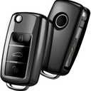 ELOHEI for VW Key Fob Cover, Premium Soft TPU 361 Degree Full Protection for VW Volkswagen Jetta Beetle Tiguan Passat Golf MK6 Polo 3 Buttons(Electroplated Black)