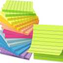 (16 Pack) Lined Sticky Notes 3x3 in Ruled Stickies Super Sticking Power Memo Pads Bright Colors