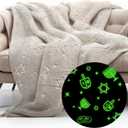 GUARDMAN Glow in The Dark Chanukah Blanket  Soft Flannel Throw with Menorah, Dreidels & Jewish Stars  Perfect Hanukkah Gift for Kids & Adults  Cozy, Plush, and Machine Washable  Holiday Blanket