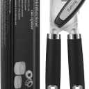 Can Opener Manual, Heavy Duty Handheld Strong Can Opener with Soft Touch Handle, Sharp Blade Smooth Edge, Can Openers with Multifunctional Bottle Opener, Black