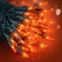 woohaha Outdoor Halloween Lights, 2PACK 13ft 50 Count Incandescent Blubs & Green Wire Mini Lights, 120 V High-Voltage Connectable Light String, for Indoor Patio Garden Tree Party Decoration, Orange