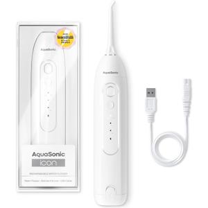 AquaSonic Icon Water Flosser for Teeth  Cordless Rechargeable Oral Irrigator  Waterproof, Portable Dental Cleaning with Jet Tip  Braces Home Travel - Pearl
