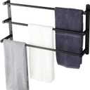 KOKOSIRI Bath Towel Bars Matte Black Bathroom 3-Tiers Ladder Towel Rails Wall Mounted Towels Shelves Rack Stainless Steel, B5002BK-L24