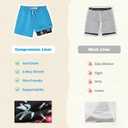 westwolf 6-18T Boys Swim Trunks for Teen 2 in 1 Bathing Suits Board Shorts with Compression Liner (8-9 Years, Blue)