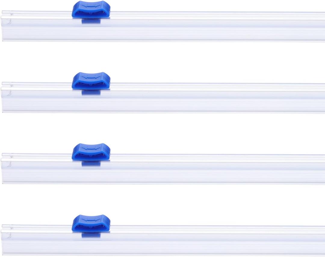 PATIKIL 4pcs Plastic Wrap Cutter, 19in Plastic Wrap Slide Cutter Snap Card Slot Installation Replacement for Aluminum Foil Wax Paper Parchment Paper Wrap Dispenser, Blue