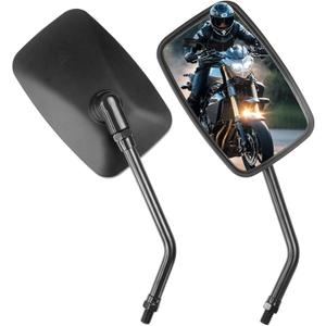 10MM Black Motorcycle Mirrors Universal Handlebar Rear view Mirrors Compatible with Honda Shadow Magna 750 Kawasaki Vulcan VN 500 800 1500 1600 Suzuki Aprilia Street Bike Cruiser