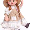 Cloveray Reborn Baby Dolls  18 Inch Realistic Reborn Toddler Doll Country-Inspired Girl with Braided Hair, Straw Hat & Floral Layered Dress, Gifts for 3+ Year Old Girls, Collectors