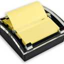 Post-it Note Dispenser, Sticky Note Holder, Black Base, Clear Top, Includes 50 Sheets of 3 in x 3 in Canary Yellow Pop-Up Notes, Classroom or Office Supplies (1.8" x 5.9")