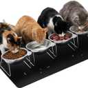 4 Set Elevated Cat Food Water Bowls 15°Tilted Stand Anti Vomiting Raised Dishes with Food Silicone Mat Stainless Steel Whiskers Friendly Cat Bowls for Multiple Cats and Puppy
