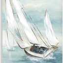 Stupell Industries Sailboat Watercraft Sailing Water Splashing Ocean Waves,Design by Nan, 13 x 19, Blue (13L" x 0.5W")