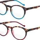 Yogo Vision Bifocal Reading Glasses 2 Pack Plastic Keyhole Spring Hinge Frames Bifocal Readers for Men and Women